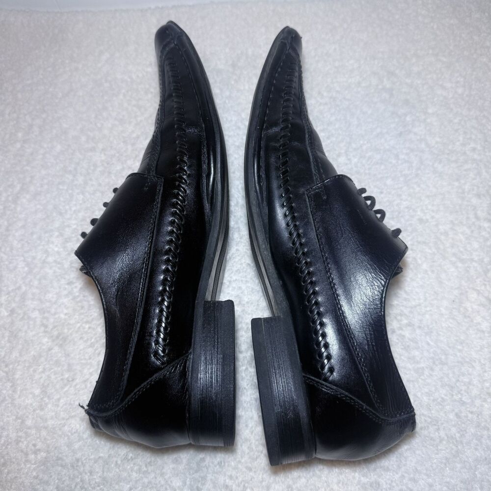 Giorgio Brutini Dress Shoes Mens 9.5W Oxford Black Leather Square Toe 159001 - Picture 5 of 9